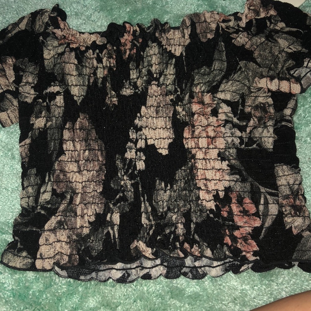 glittery off the shoulder crop top